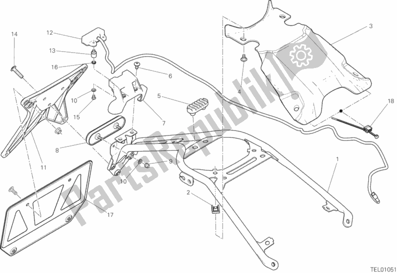 Todas as partes de 28a - Porta-placa do Ducati Scrambler Desert Sled Thailand 803 2018